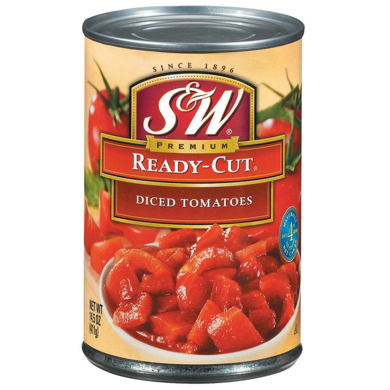 S and W Premium California Diced Tomatoes, 14.5 Ounce -- 12 per case.