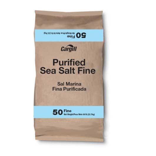 Cargill Purified Fine Sea Salt, 50 Pound