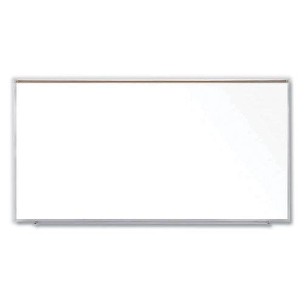 Ghent Magnetic White Surface Porcelain with Satin Aluminum Frame and Map Rail, 120.59 x 60.47 inch