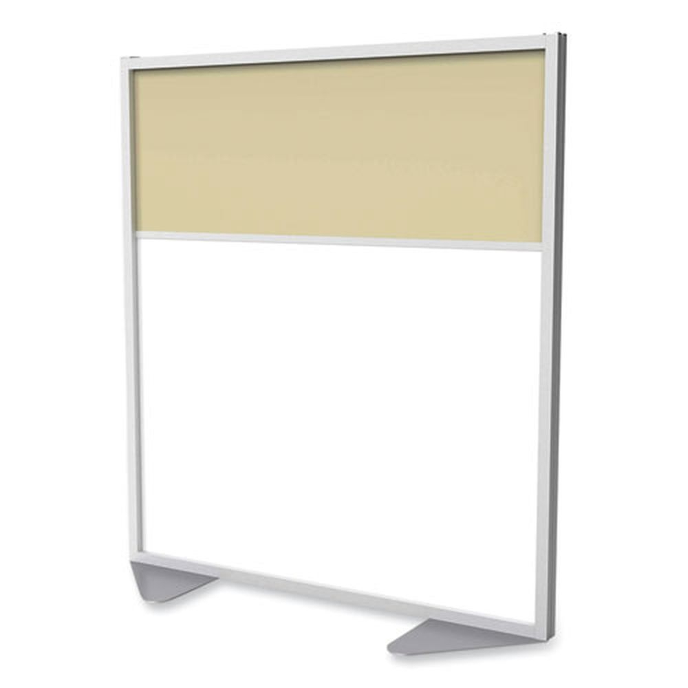 Ghent White/Carmel Floor Partition with Aluminum Frame and 2 Split Panel Infill, 48.06 x 2.04 x 53.86 inch