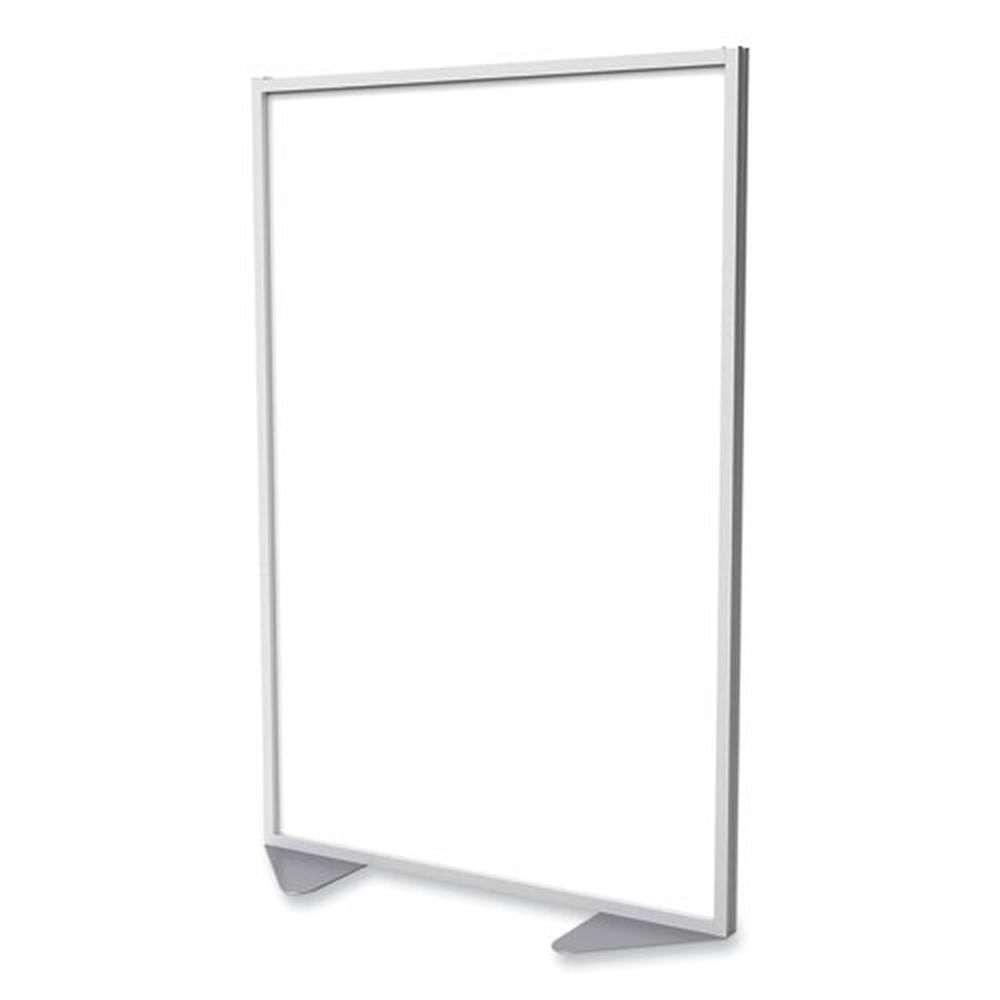 Ghent White Floor Partition with Aluminum Frame, 48.06 x 2.04 x 71.86 inch