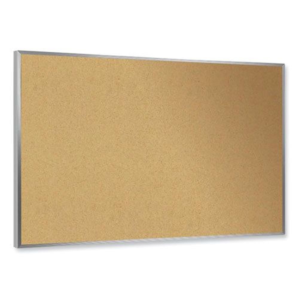 Ghent Tan Surface Satin Aluminum Frame Natural Corkboard, 24 x 18 inch