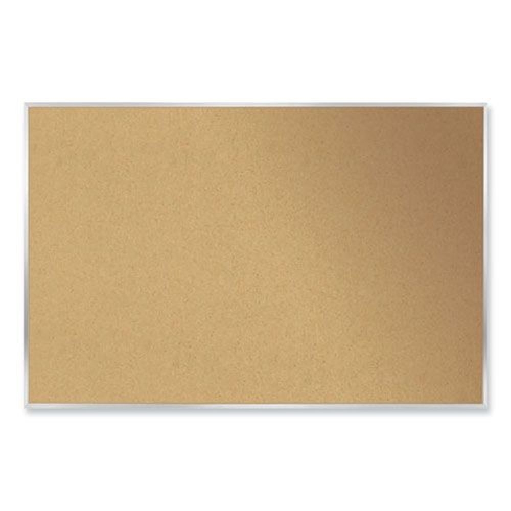 Ghent Tan Surface Satin Aluminum Frame Natural Corkboard, 46.5 x 36 inch