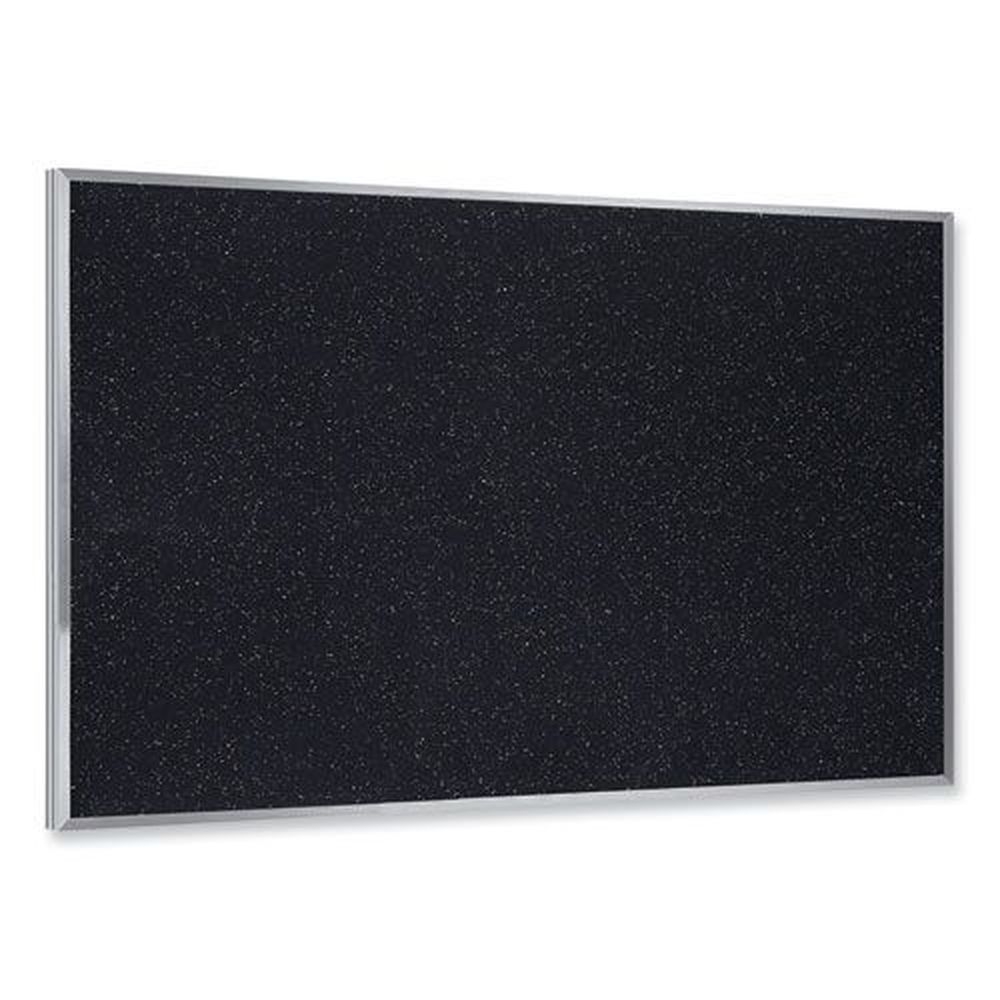 Ghent Confetti Surface Recycled Rubber Bulletin Board with Satin Aluminum Frame, 36 x 24 inch