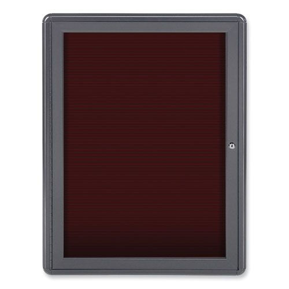 Ghent Gray Powder Coated Aluminum Frame Burgundy Surface Enclosed Letterboard, 24.13 x 33.75 inch