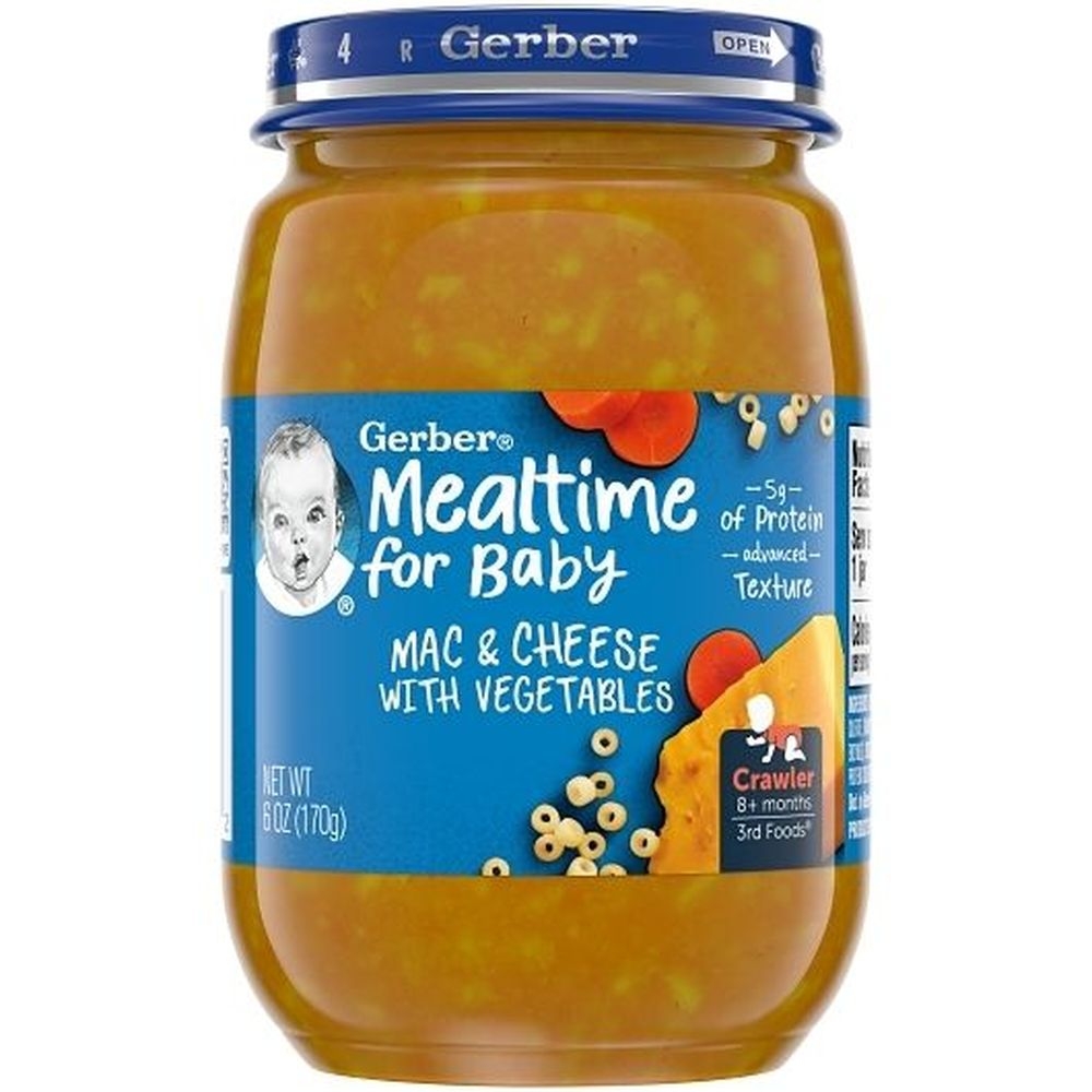 Gerber Mealtime For Baby Macaroni and Cheese Vegetable Puree Baby Food, 6 Ounce Jar -- 12 per case