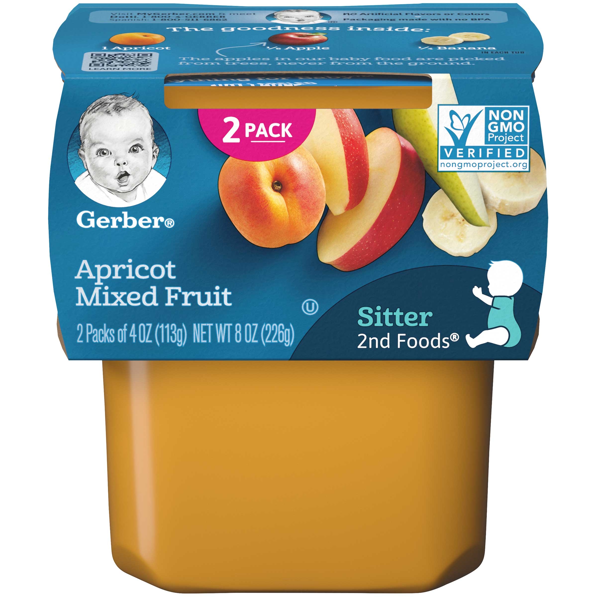 Gerber 2nd Food Apricot with Mixed Fruit Baby Food, 8 Ounce -- 8 per case.