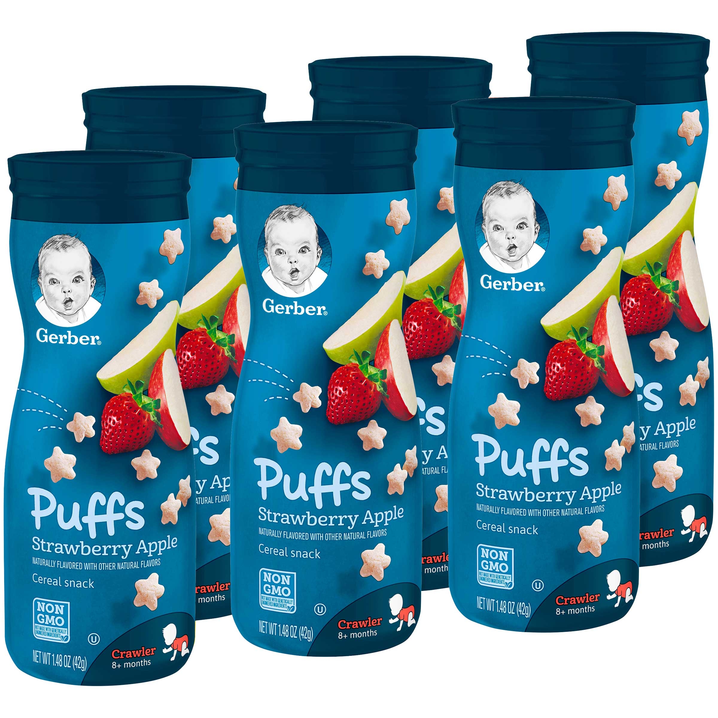 Gerber Puffs Apple Strawberry Baby Snack, 1.48 Ounce -- 6 per case.