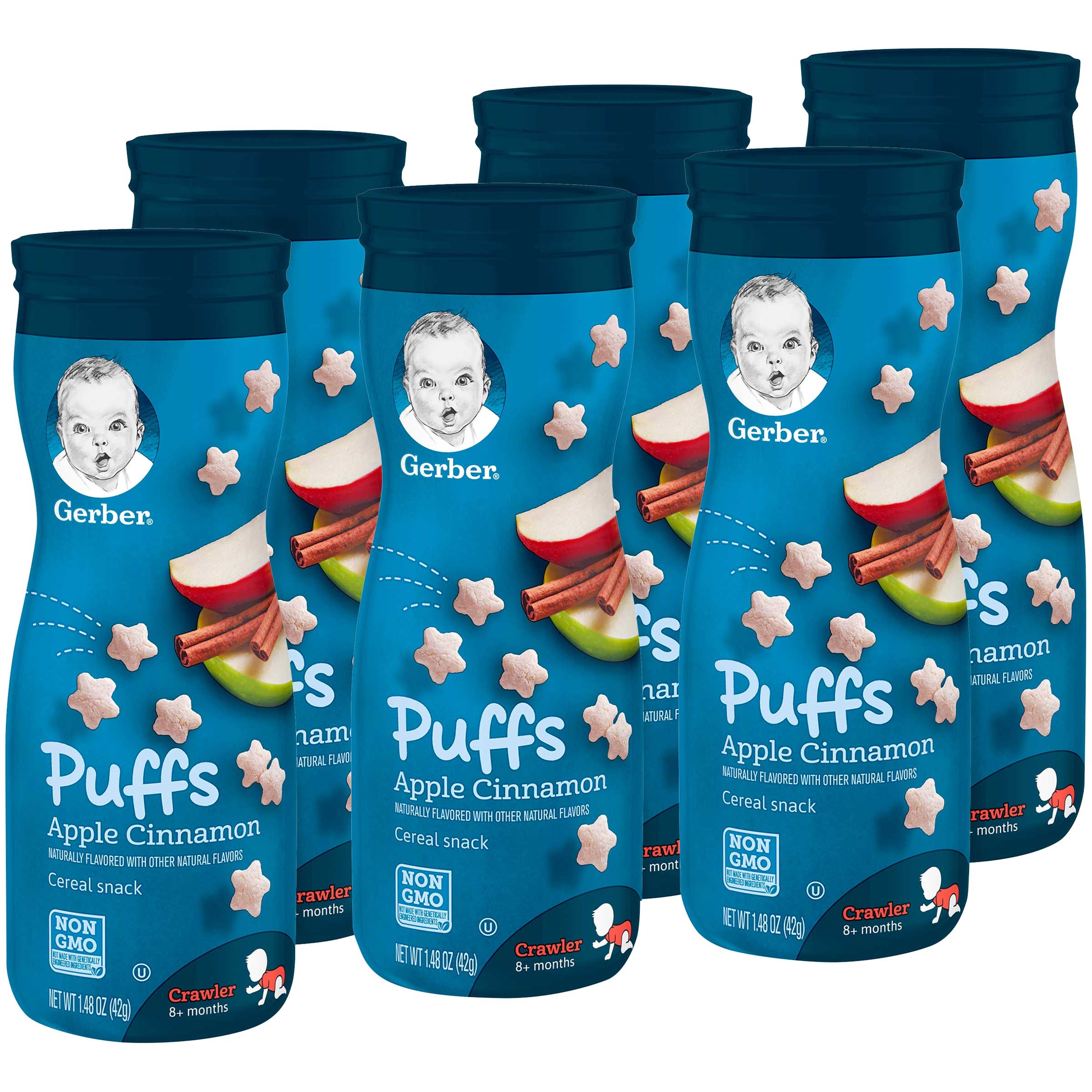 Gerber Apple Cinnamon Puff Baby Snack, 48 Ounce -- 6 per case.