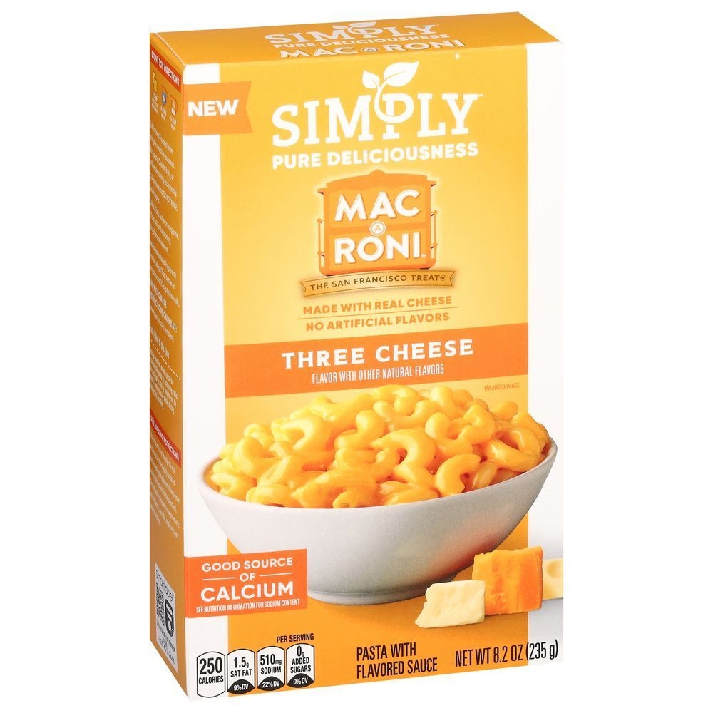 Simply Mac-A-Roni Three Cheese Flavor Pasta with Flavored Sauce, 8.2 Ounce -- 12 per case
