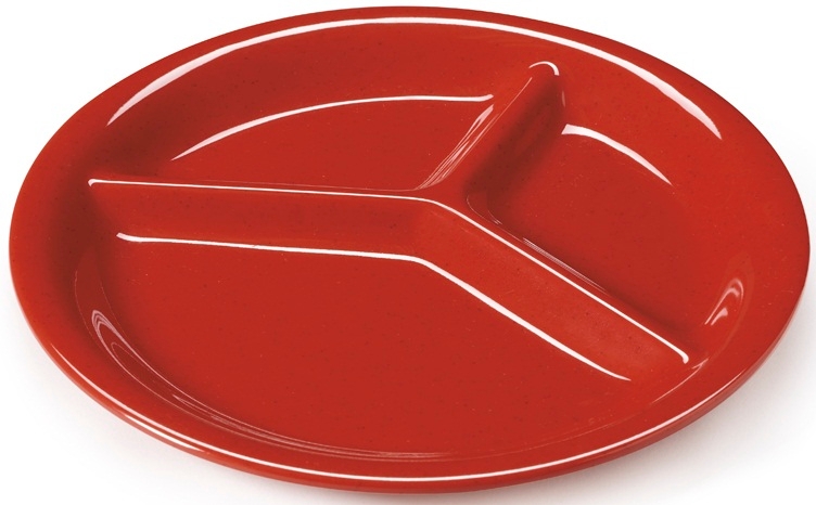 GET Enterprises Red Sensation Melamine 3 Compartment Plate, 10.25 inch -- 12 per case