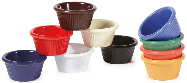 GET Enterprises Melamine Black Fluted Ramekin, 2 Ounce -- 48 per case