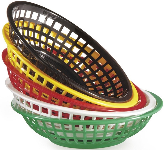 GET Enterprises Polypropylene Red Round Basket, 8 inch -- 36 per case