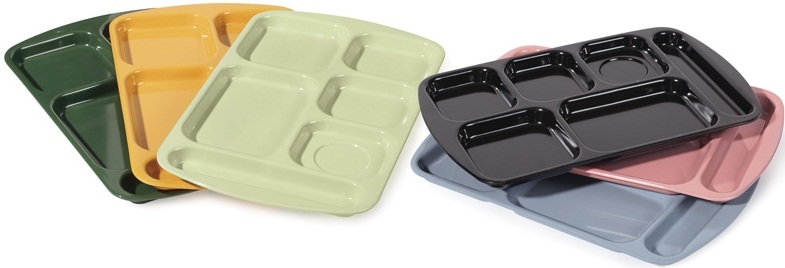 GET Enterprises Melamine Bright Yellow Right Handed 6 Compartment Tray, 15.5 x 10 inch -- 12 per case