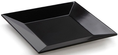 GET Enterprises Siciliano Melamine Black Square Plate, 8 inch -- 12 per case