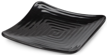 GET Enterprises Milano Melamine Black Square Plate, 7.25 inch -- 12 per case