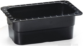 GET Enterprises Melamine Black Fourth Size Insert Pan, 10.36 x 6.3 inch -- 6 per case