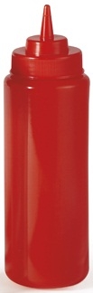GET Enterprises Polyethylene Red Wide Mouth Squeeze Bottle, 16 Ounce -- 36 per case