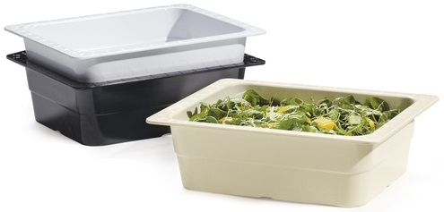GET Enterprises Melamine Black Half Size Insert Pan, 4 inch Deep -- 3 per case