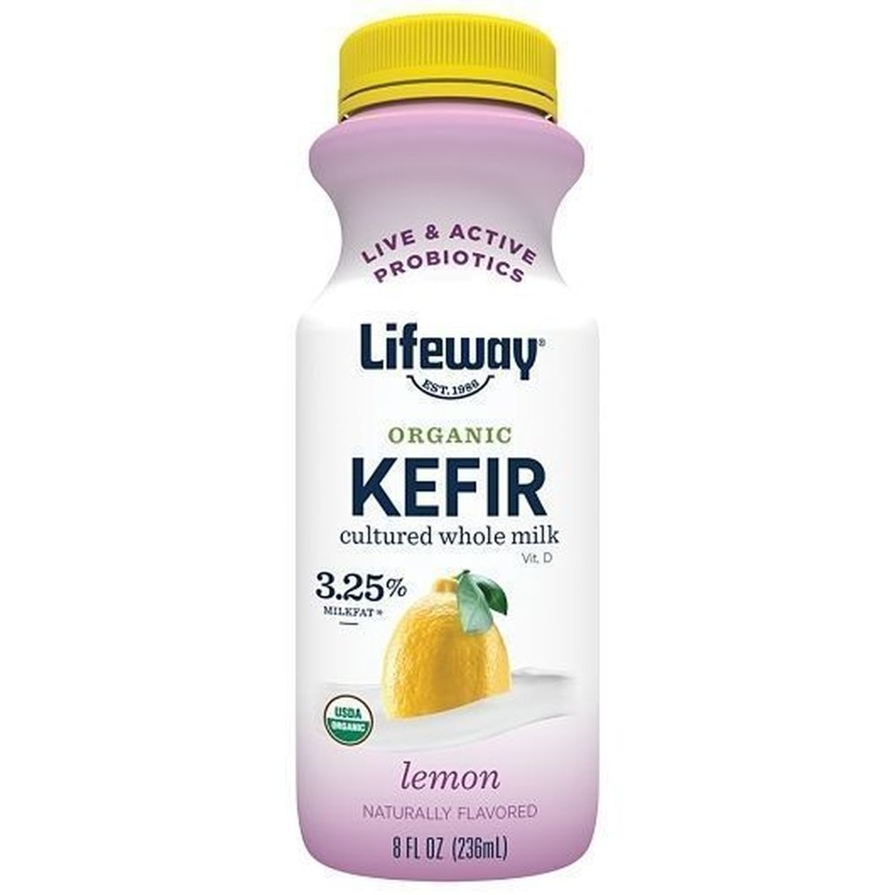Lifeway Organic Lemon Whole Milk Kefir, 8 Fluid Ounce -- 6 per case