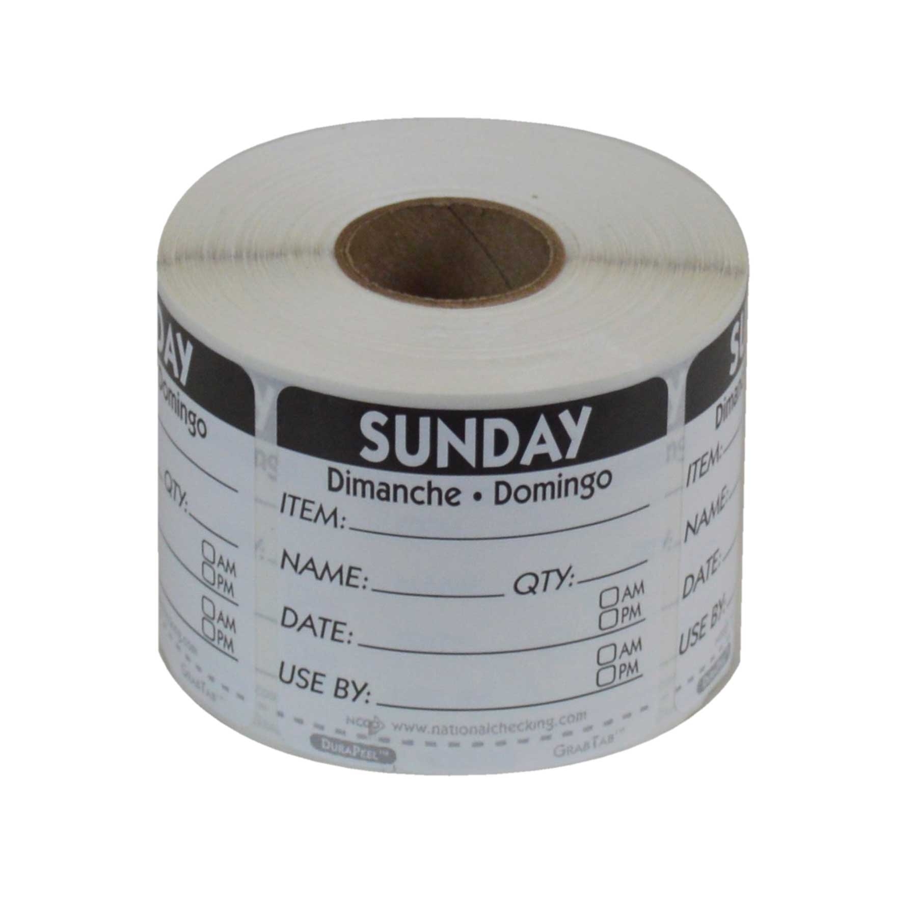 National Checking DateIt Item Date Use By Sunday Removable Food Safety Label Roll, 500 count per roll.