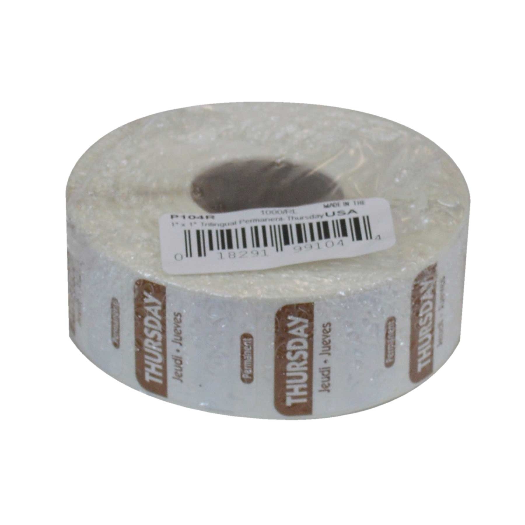 National Checking Company Dateit Brown Trilingual Permanent Label - Thursday, 1 x 1 inch -- 1000 per case.