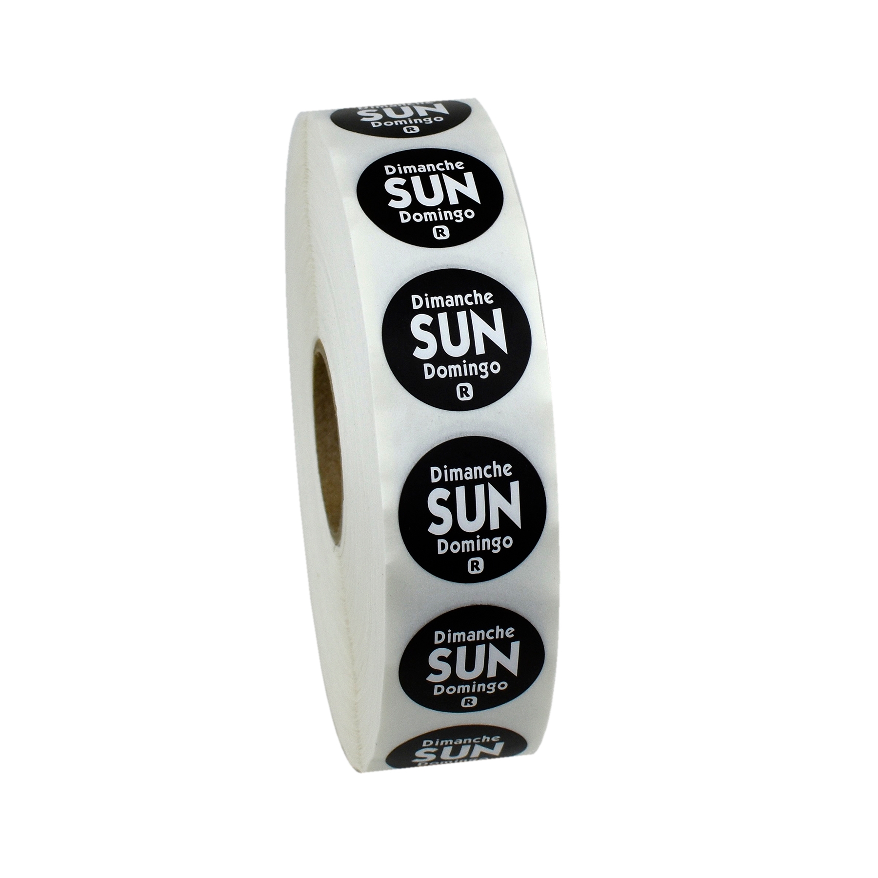 National Checking Company Dateit Black Trilingual Removable Label - Sunday, 0.75 inch Circle -- 2000 per case.