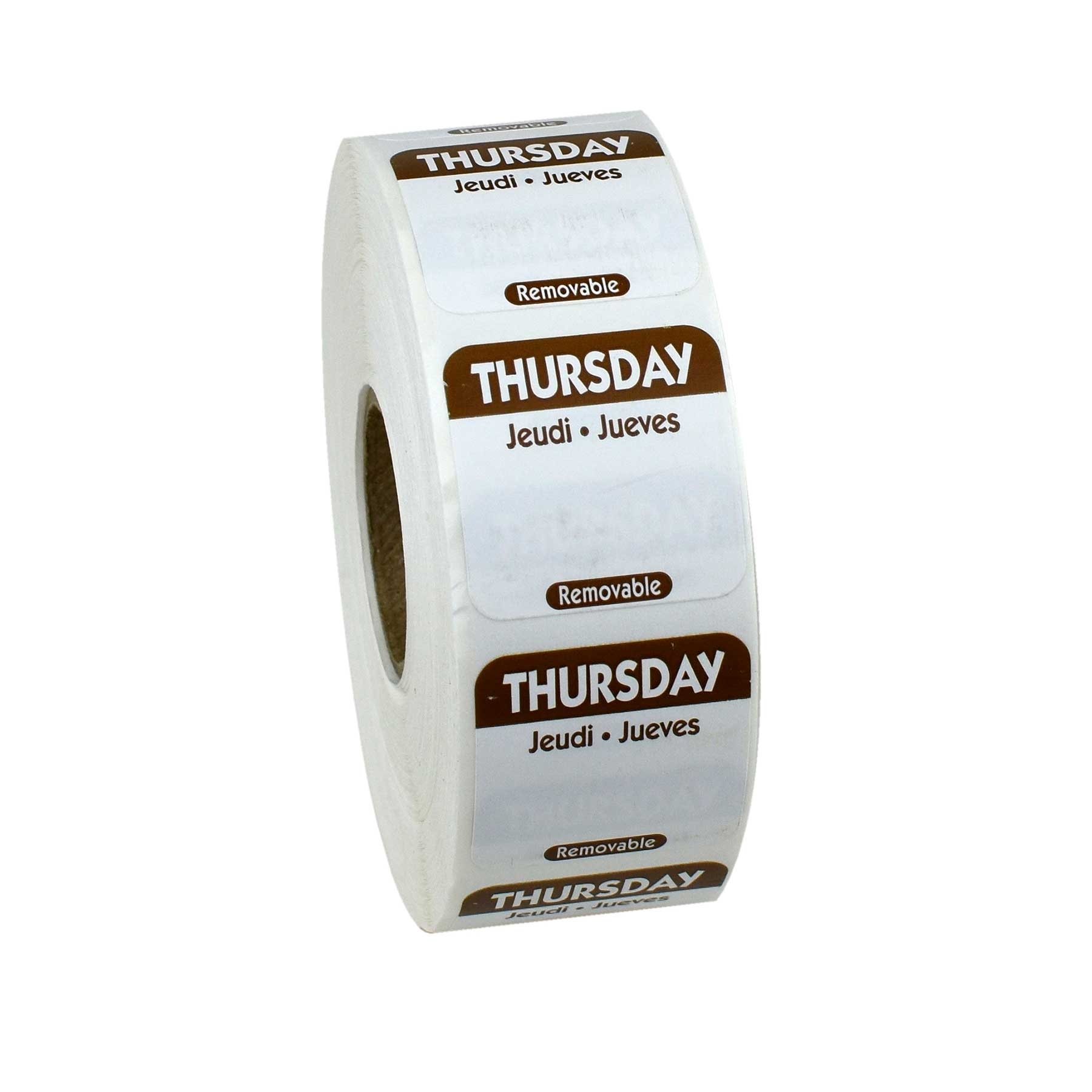 National Checking Company Dateit Brown Trilingual Removable Label - Thursday, 1 x 1 inch -- 1000 per case.