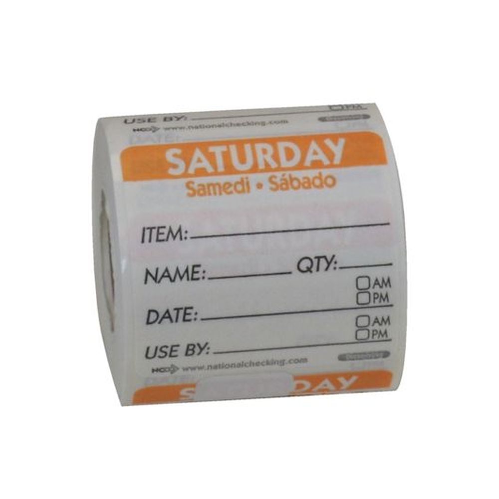 Ncco Saturday 2 x 2 inch Item-Date-Use By Trilingual Dissolvable Labels, 250 count