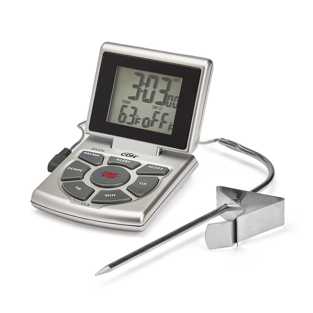 CDN Combo Probe Thermometer, Timer & Clock - Silver