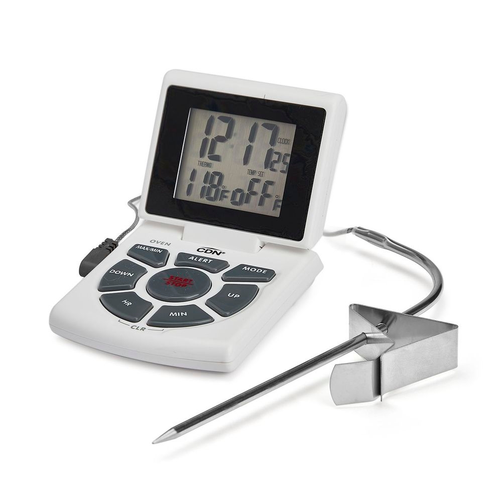 CDN Combo Probe Thermometer, Timer & Clock - White