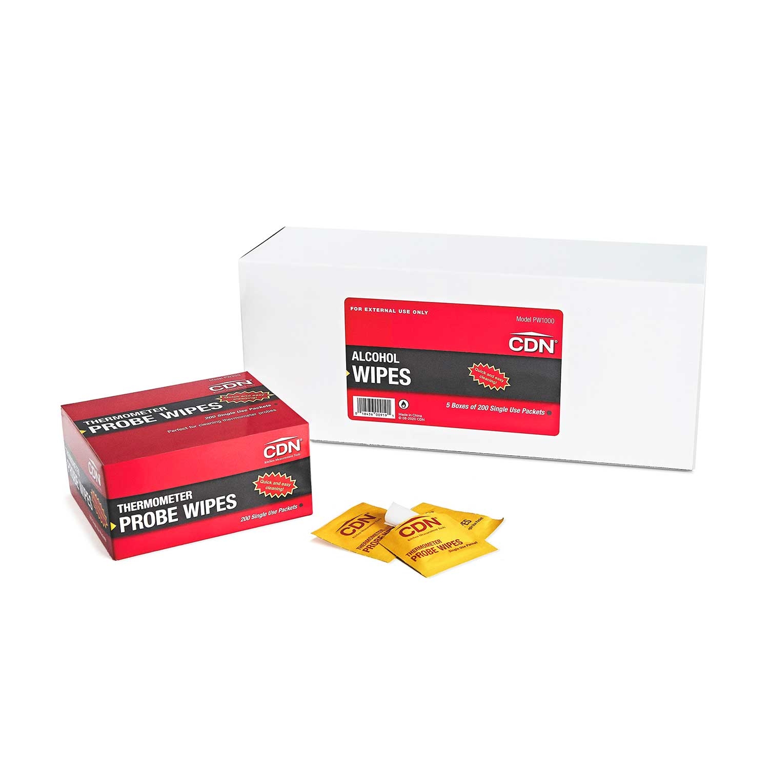 CDN Thermometer Probe Single Use Wipe Packets, 1000 count