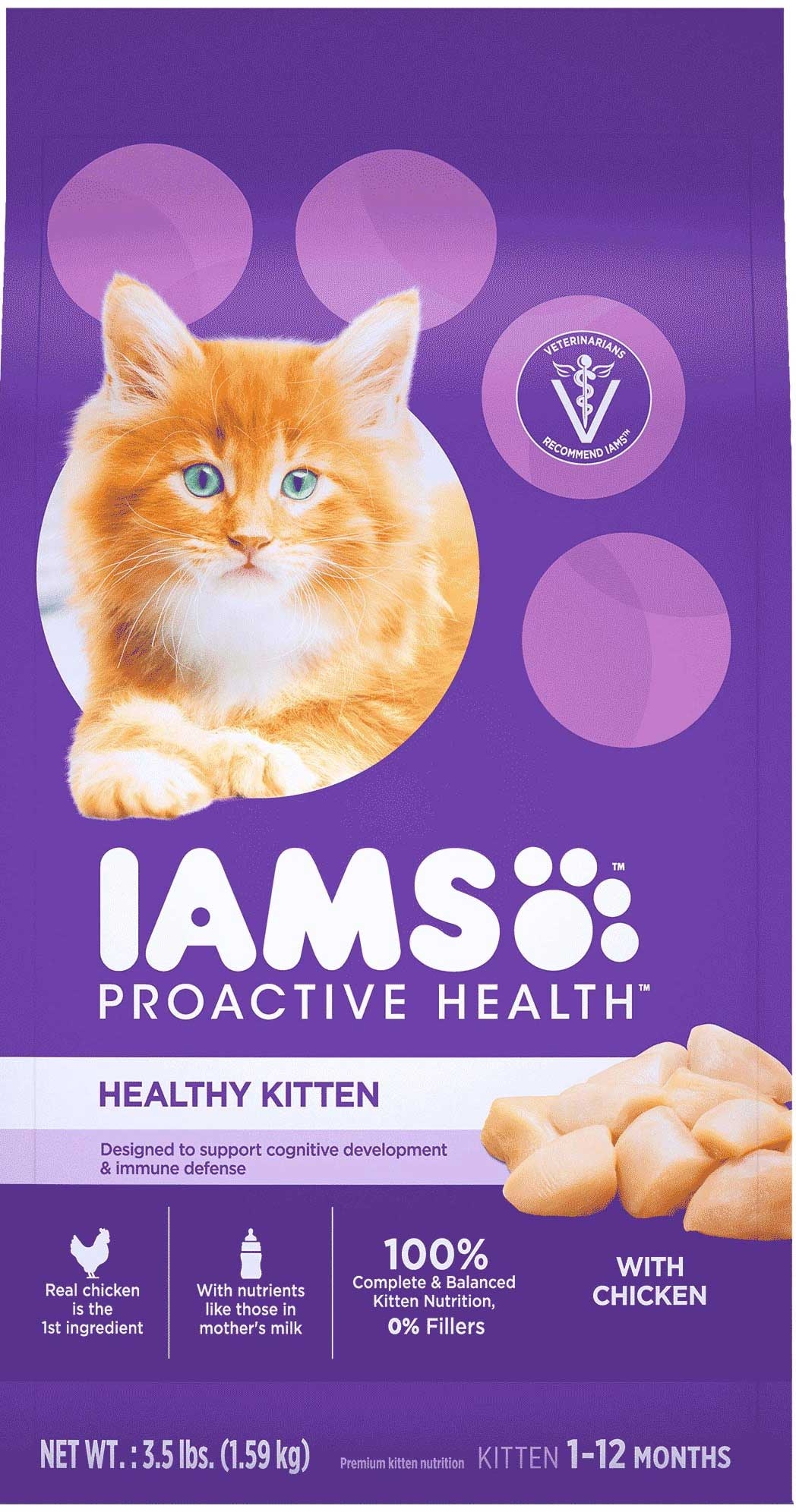 Iams Proactive Healthy Kitten with Chicken Dry Cat Food, 3.5 Pound Bag -- 4 per case