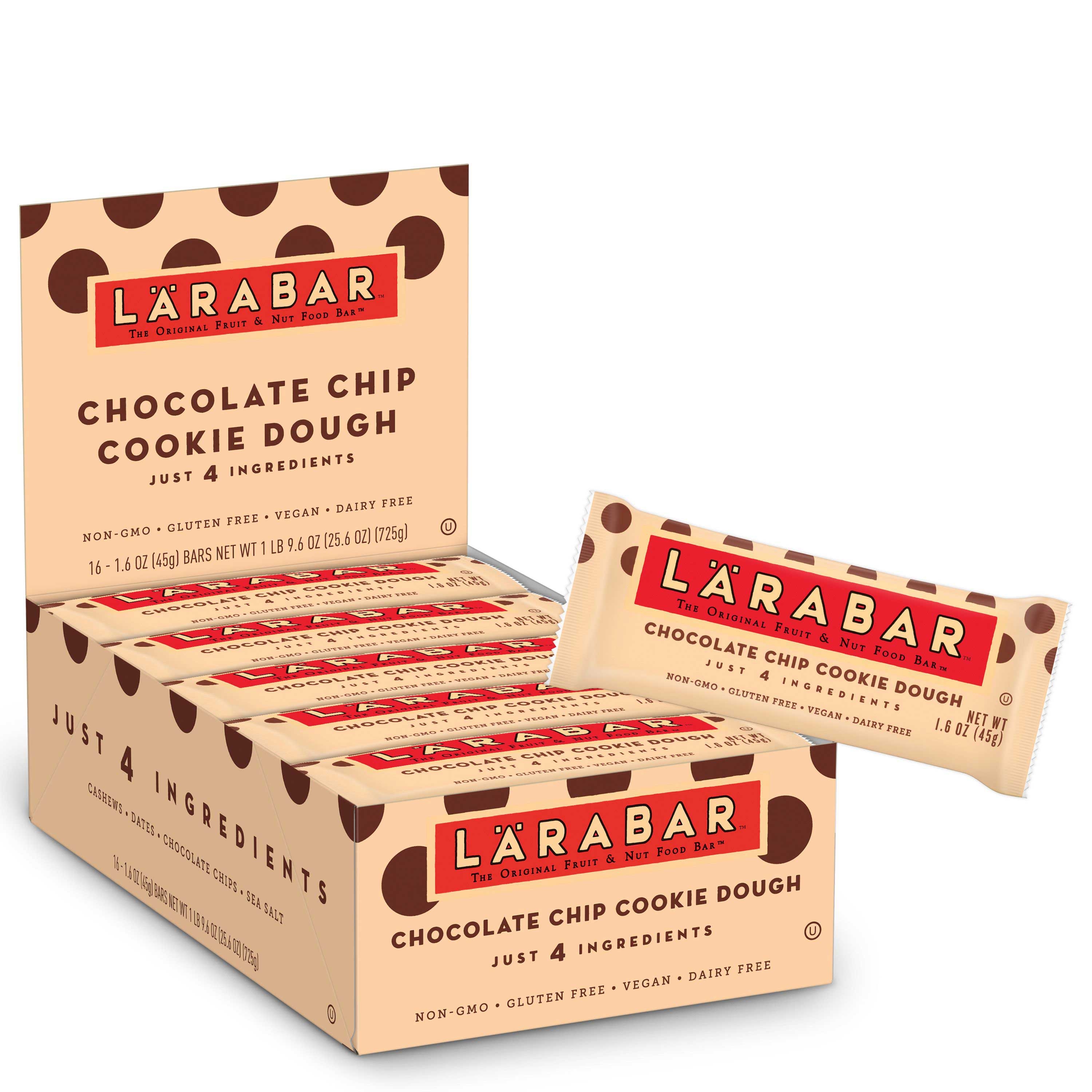 Larabar Chocolate Chip Cookie Dough Snack Bar, 25.6 Ounce -- 4 per case.