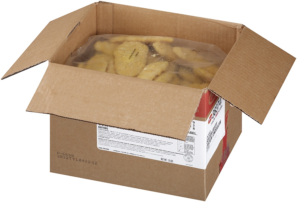 Tyson Red Label Uncooked Golden Crispy Select Cut Chicken Tender Fritters, 5 Pound -- 2 per case.