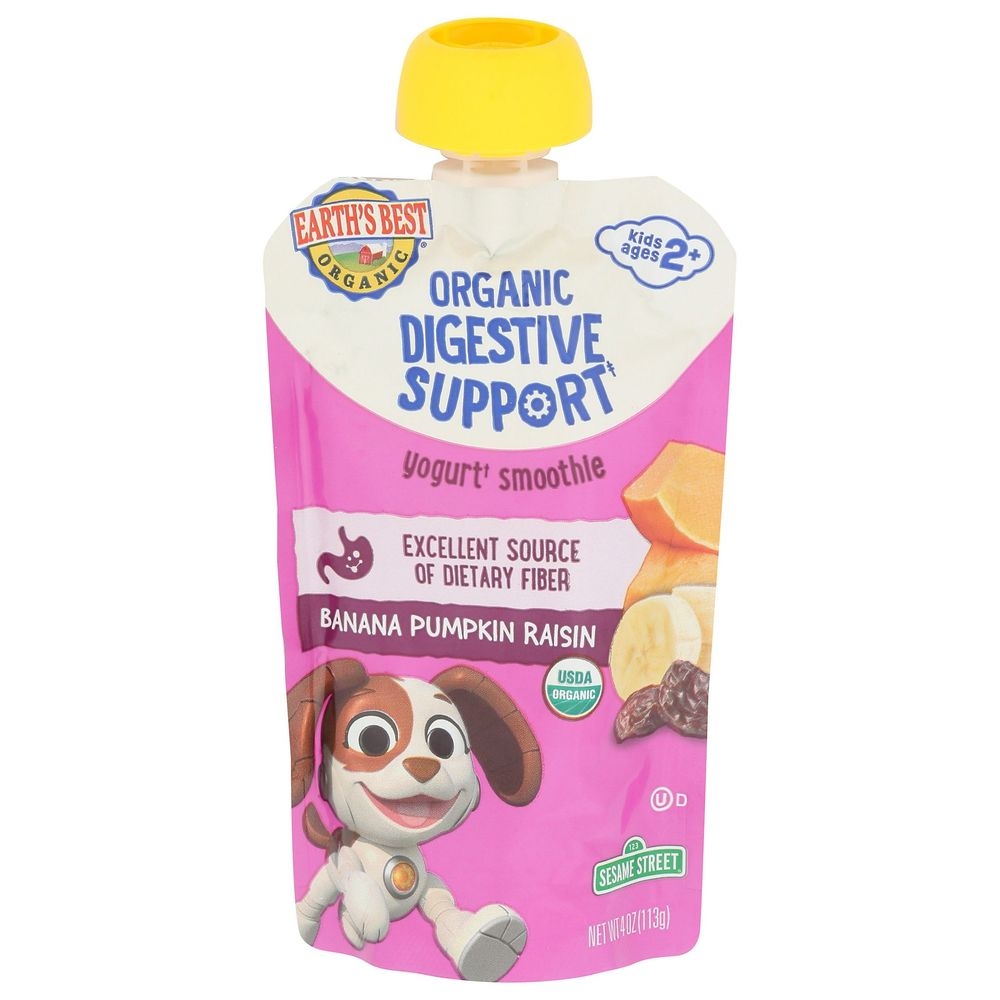 Earths Best Organic Digestive Support Banana Pumpkin Raisin Yogurt Smoothie, 4 Ounce -- 12 per case