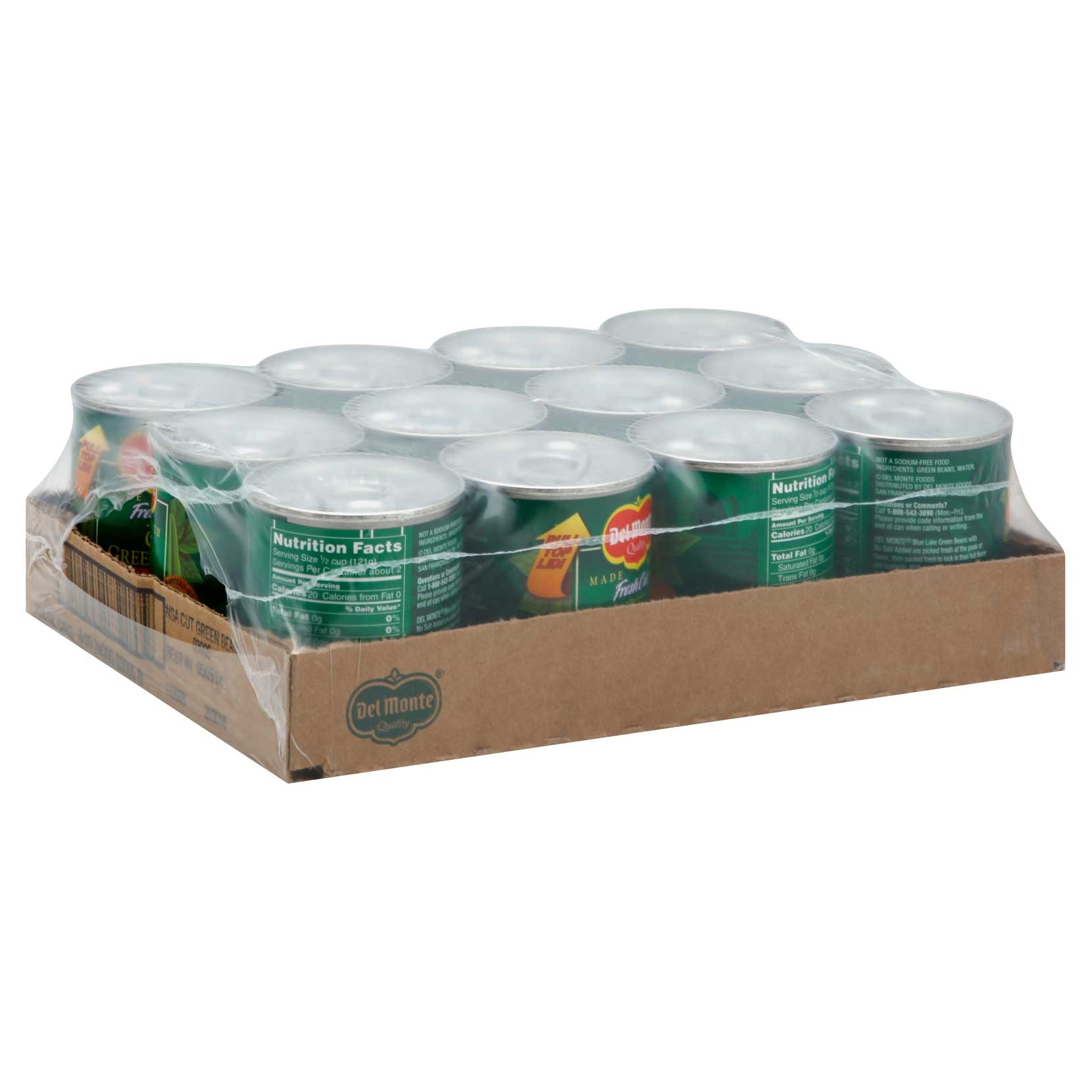 Del Monte No Salt Added Cut Green Beans, 8 Ounce -- 12 per case.