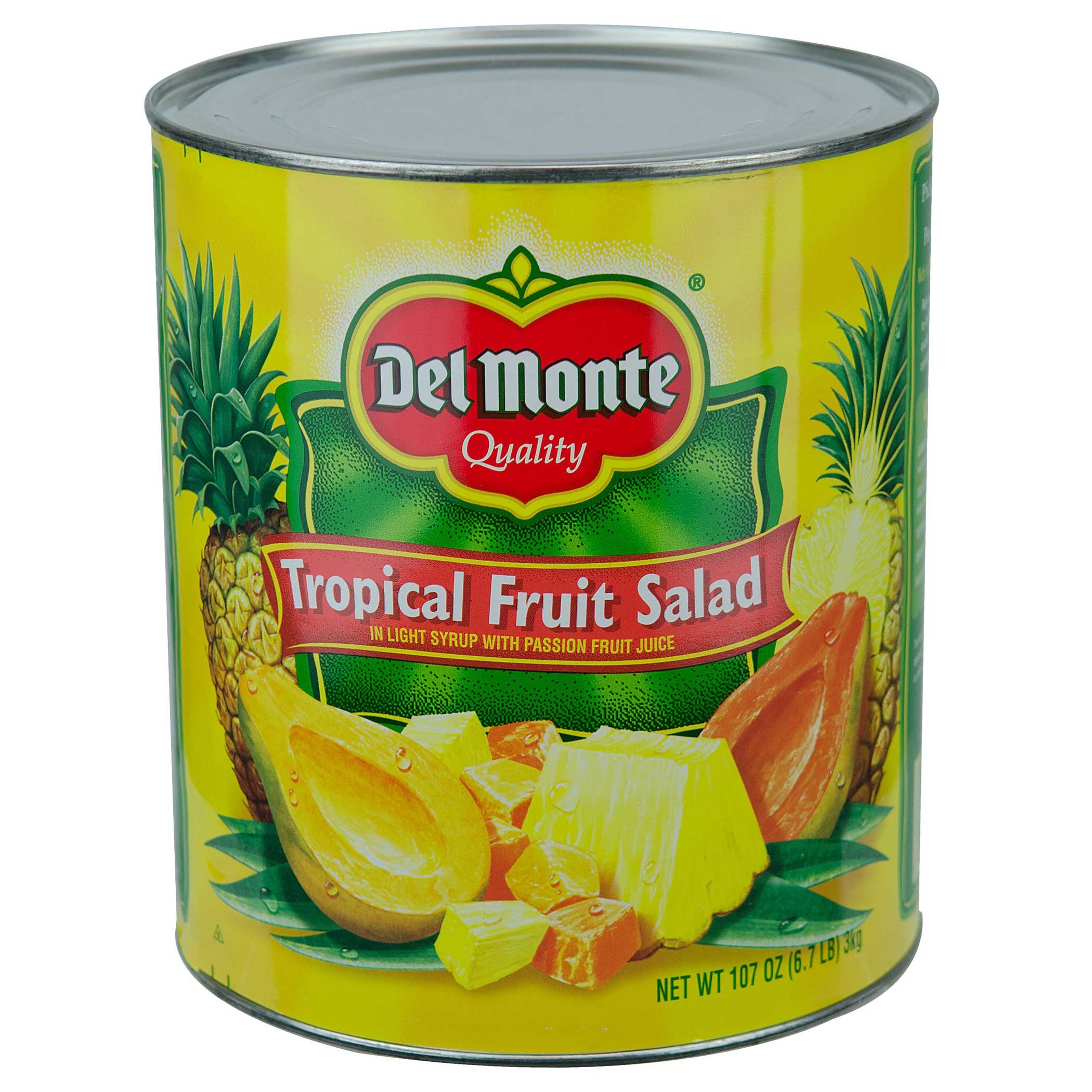 Del Monte Tropical Fruit Salad in Light Syrup with Passion Fruit Juice, 107 Ounce Can -- 6 per case.