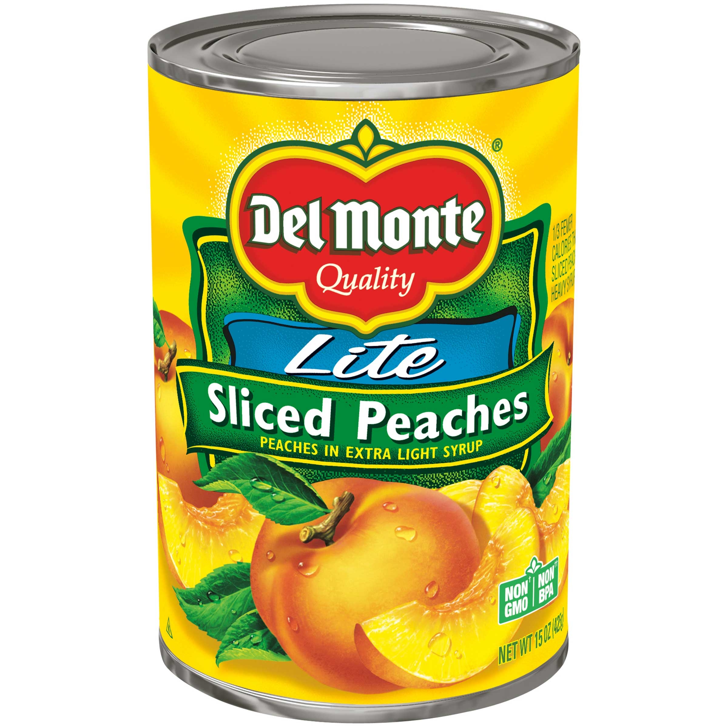 Del Monte Lite Sliced Peaches, 15 Ounce -- 12 per case.