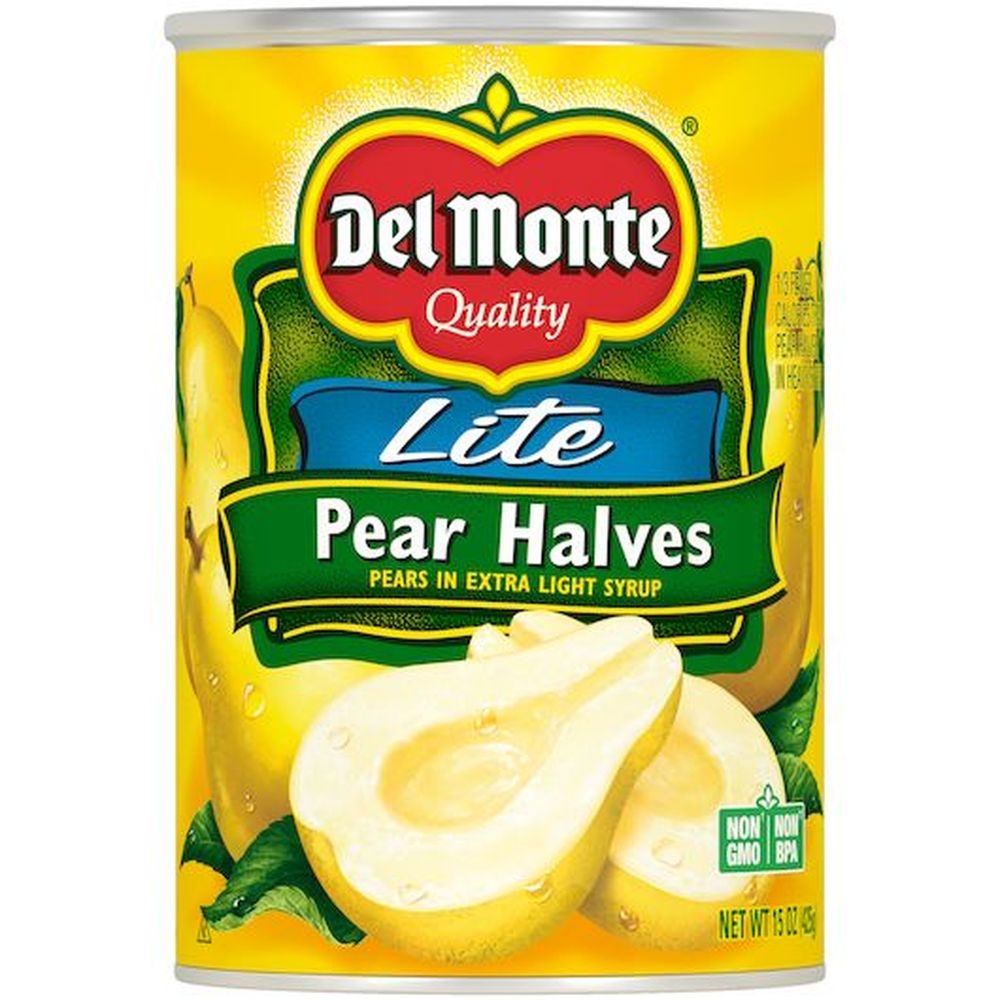 Del Monte Lite Pear Halves in Extra Light Syrup, 15 Ounce Can -- 12 per case