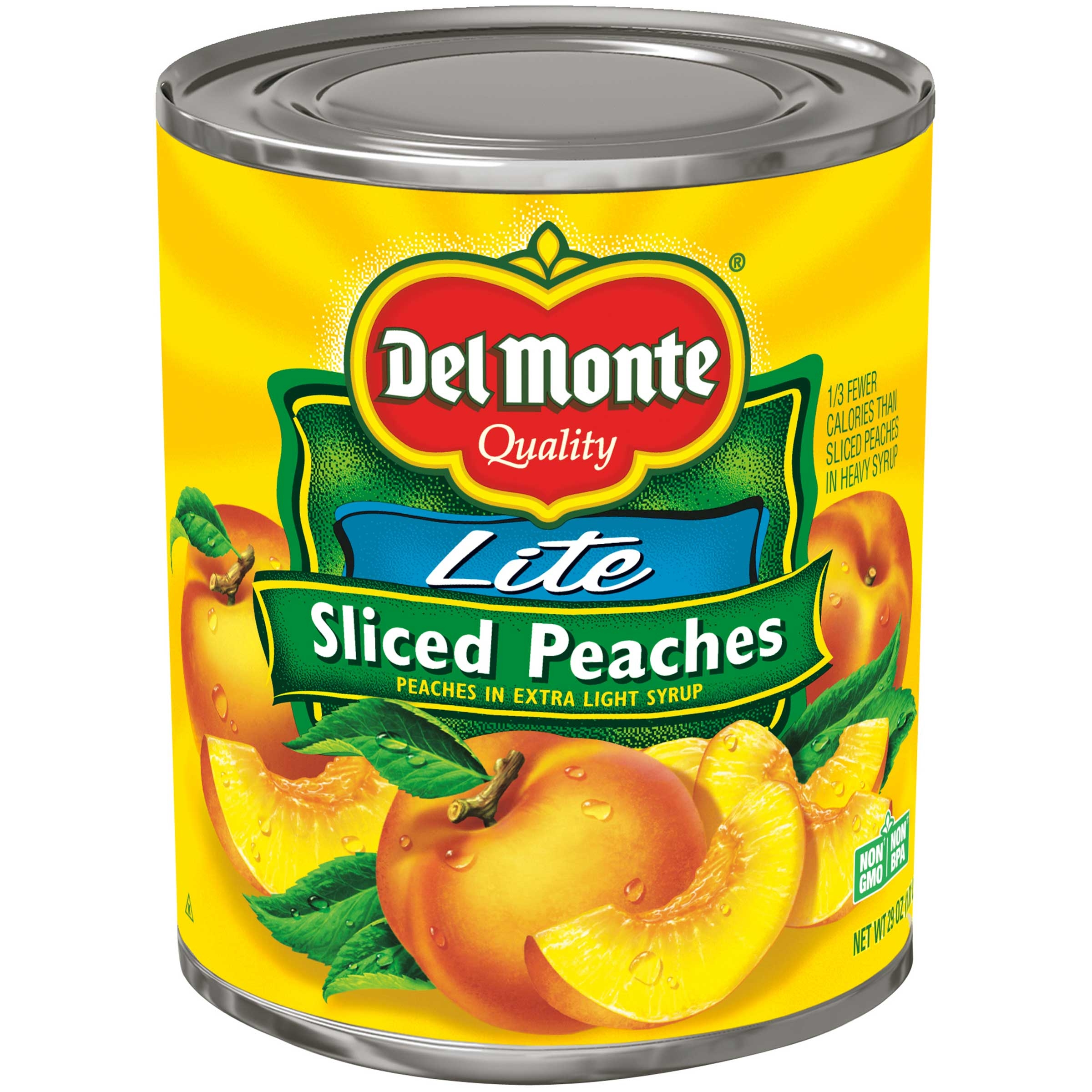 Del Monte Sliced Yellow Cling Peaches in Extra Light Syrup, 29 Ounce Can -- 6 per case.