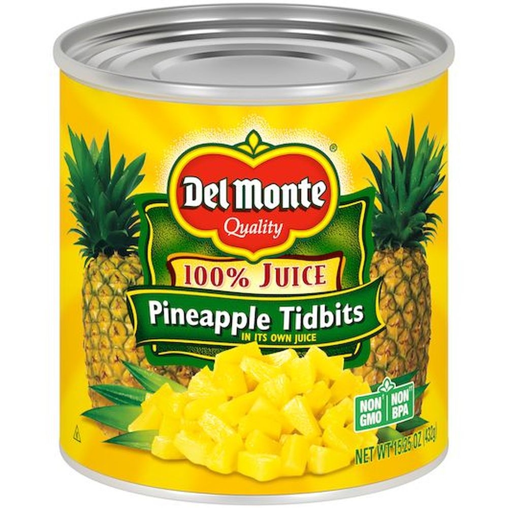 Del Monte Pineapple Tidbits in 100 Percent Juice, 15.25 Ounce Can -- 12 per case