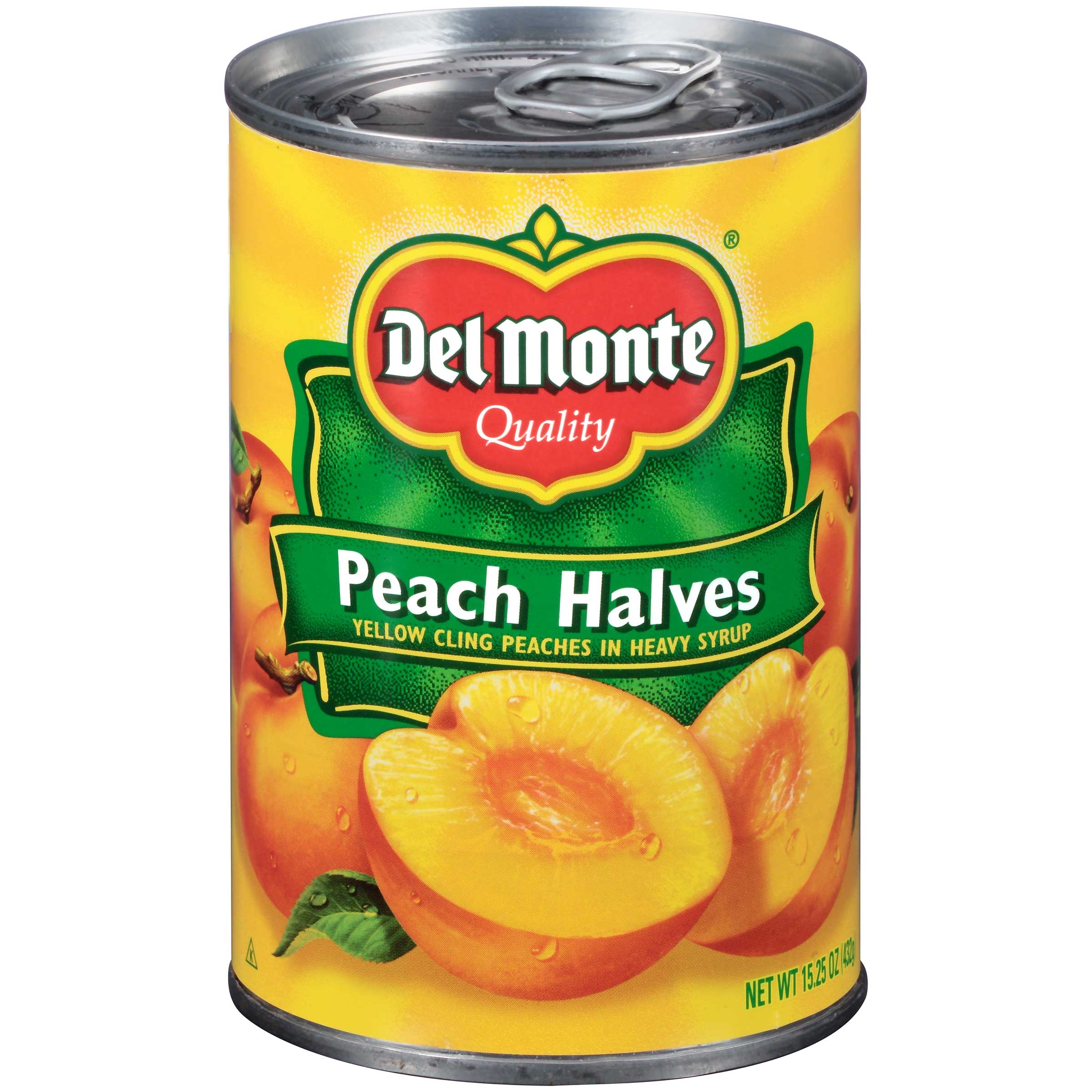 Del Monte Yellow Cling Peach Halves in Heavy Syrup, 0.95 Ounce -- 12 per case.