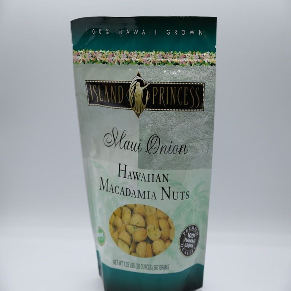 Island Princess Maui Onion Macadamia Nuts - Stand Up Resealable Bag, 20 Ounce -- 12 per case