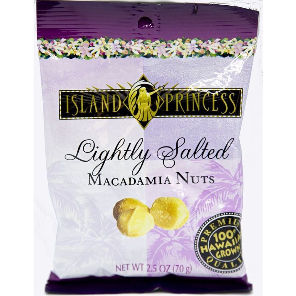 Island Princess Lightly Salted Macadamia Nuts - Snack Bag, 2.5 Ounce -- 24 per case
