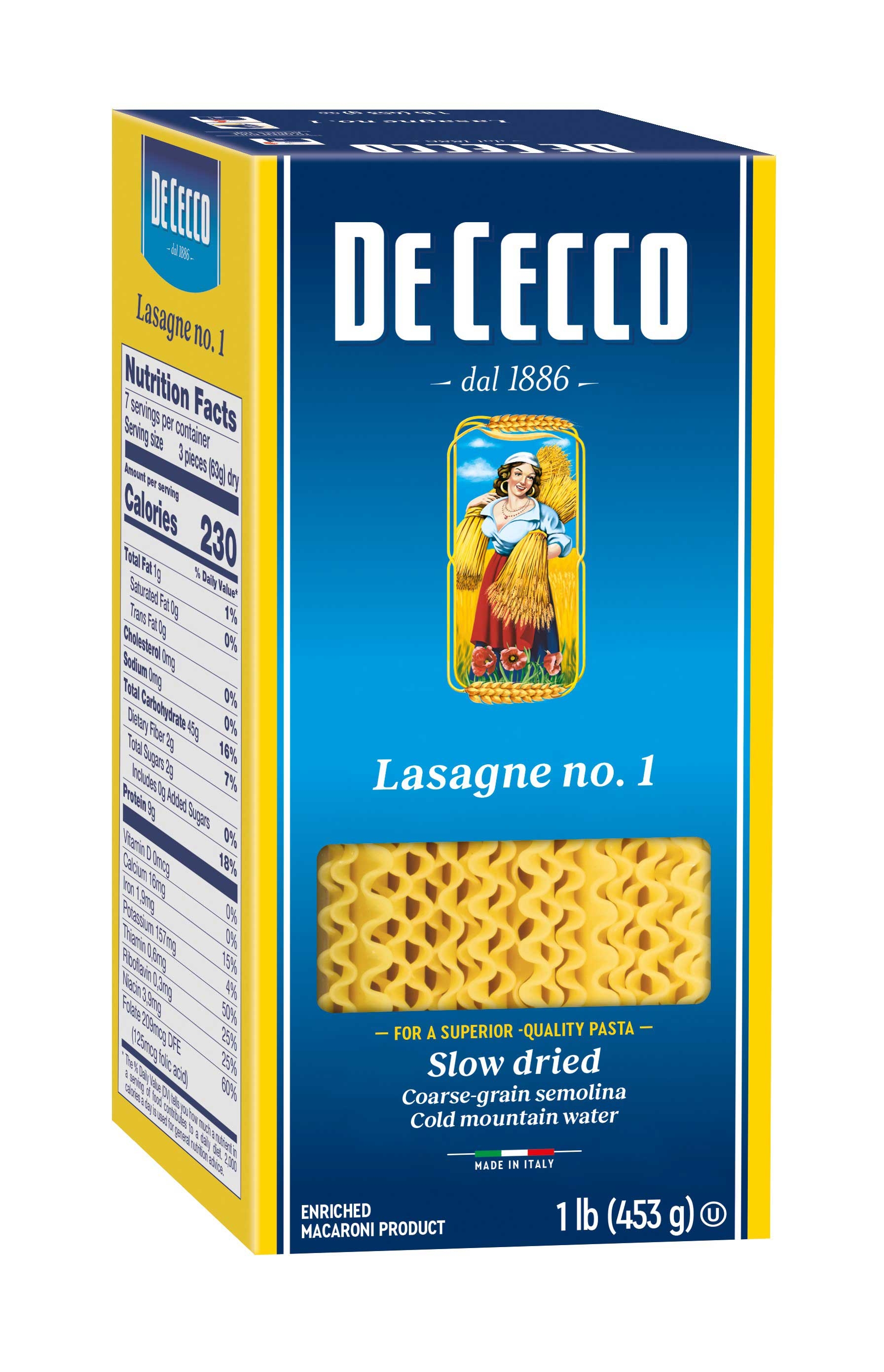 Dececco Enriched Macaroni Lasagna, 1 Pound -- 12 per case.