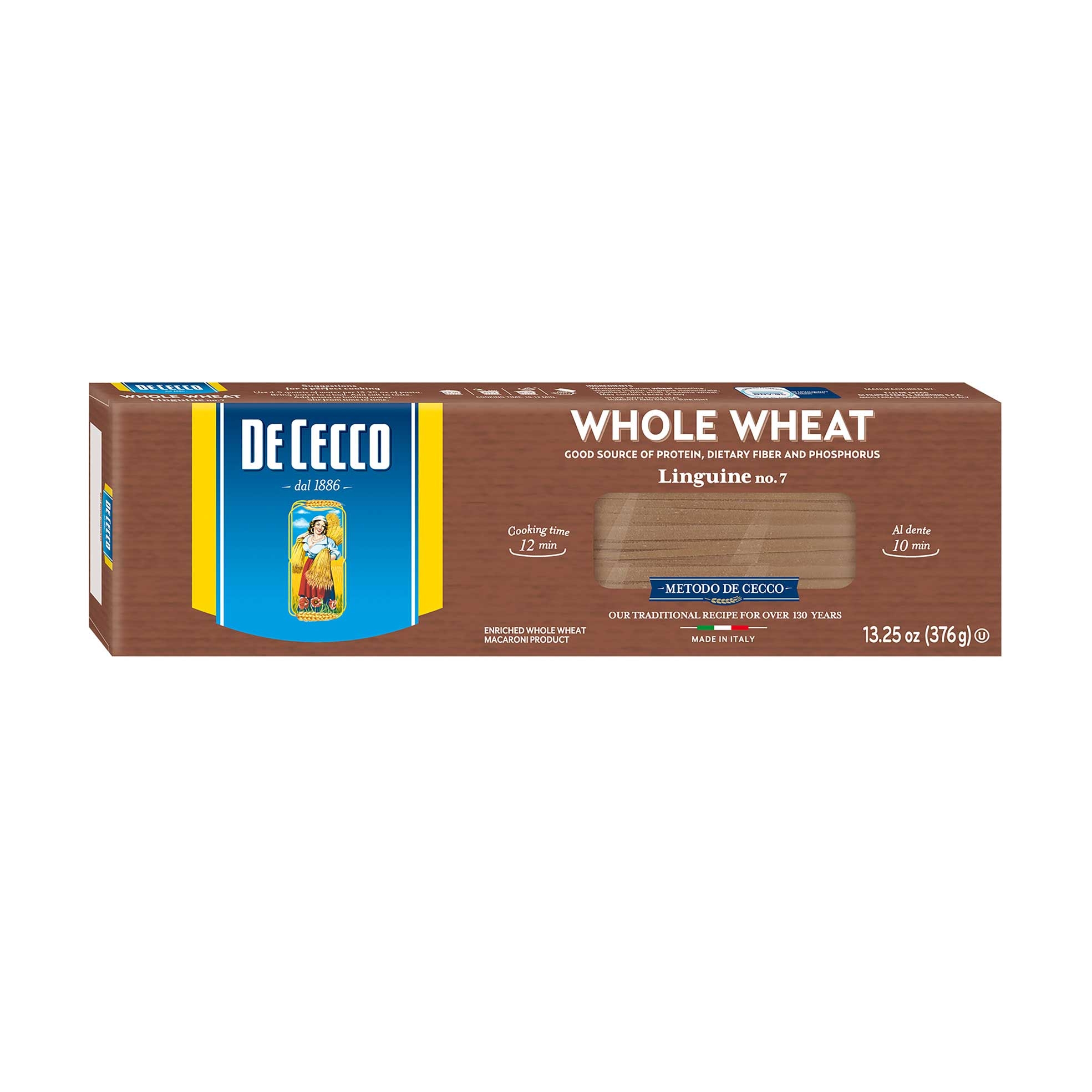 De Cecco No 7 100 Percent Whole Wheat Linguine, 13.25 Ounce -- 12 per case