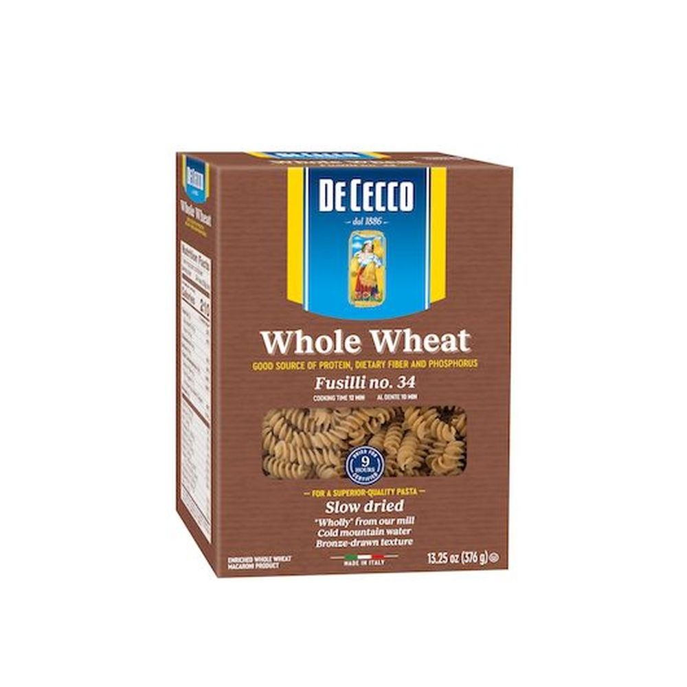 De Cecco No. 34 100 Percent Whole Wheat Fusilli Pasta, 0.83 Pound -- 12 per case