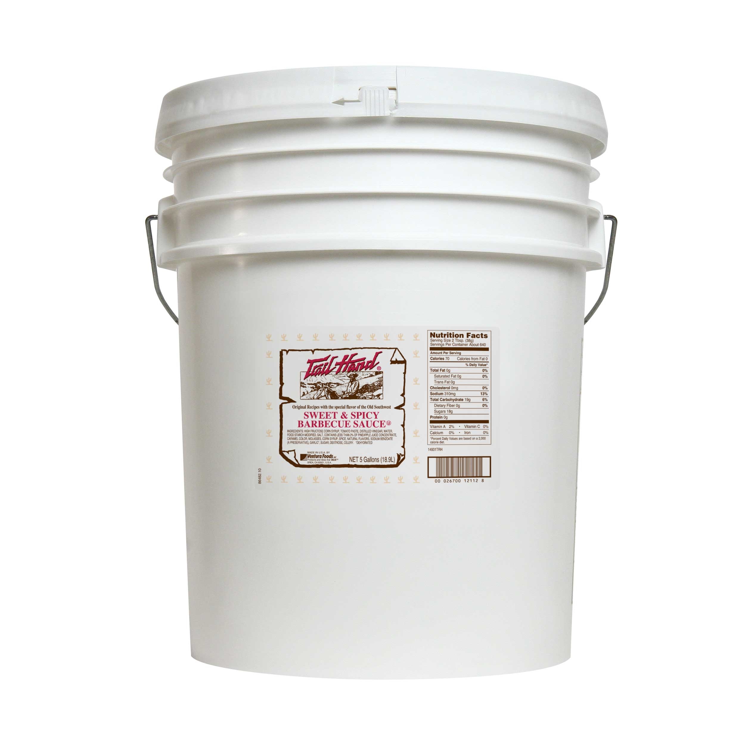 Trail Hand Sweet and Spicy Barbeque Sauce, 5 Gallon.