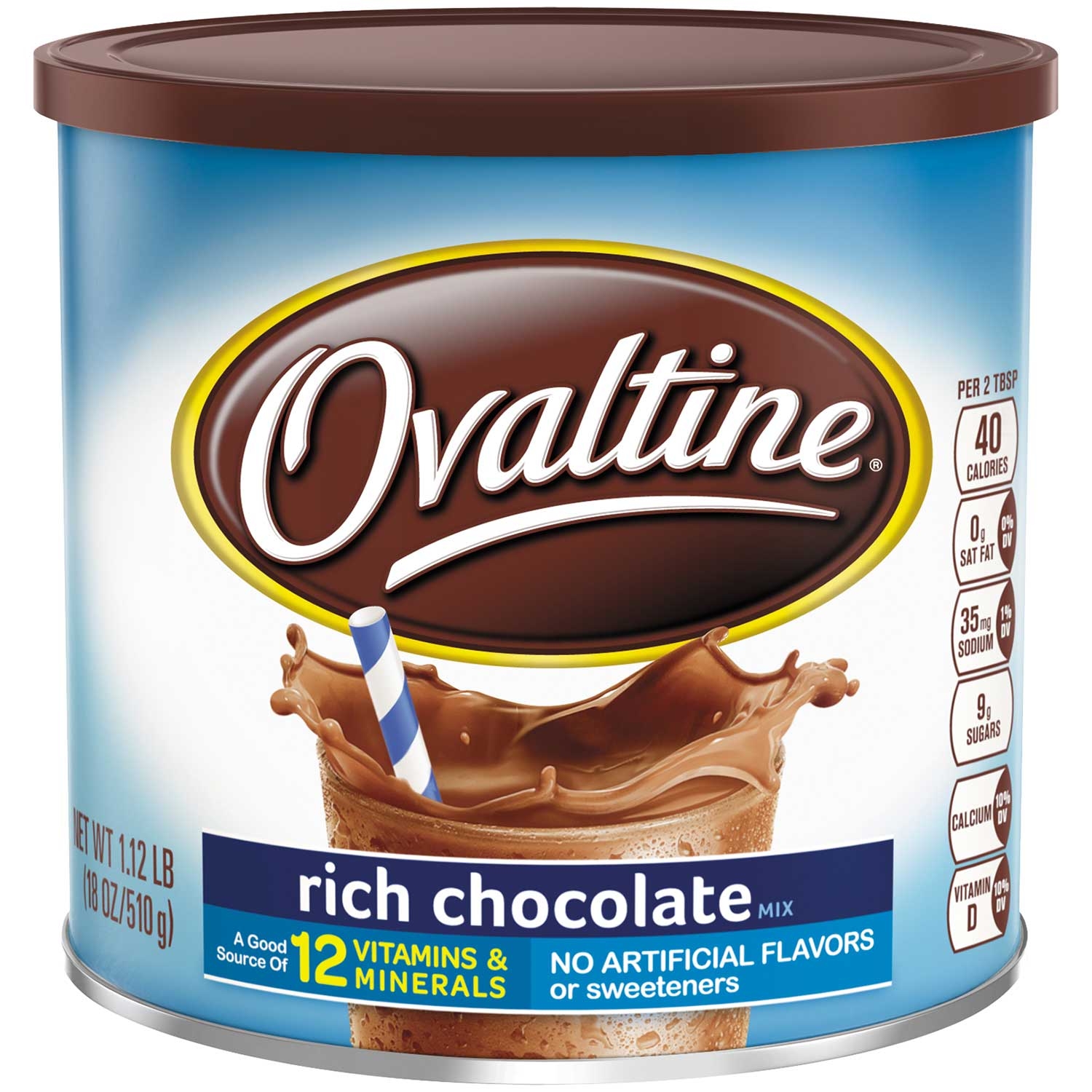 Nestle Ovaltine Milk Flavoring Rich Chocolate Mix, 18 Ounce Canister -- 4 per case.